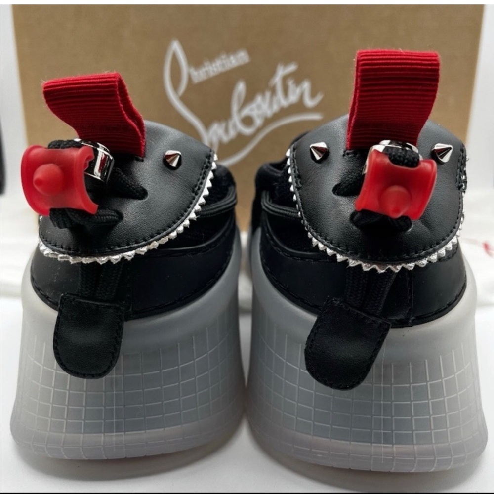 Christian Louboutin NWT Black Sneakers with Red Details~Size 41.5/8.5 - Picture 3 of 6